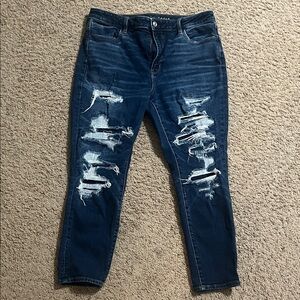 American Eagle Outfitters Dark Blue Distressed Jeans